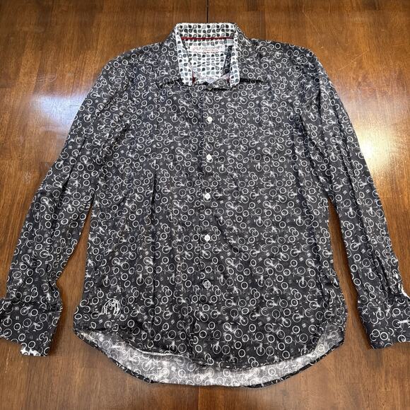 John Lennon By English Laundry Men’s Button Up Shirt Large Bicycle Print Beatles - Picture 1 of 10